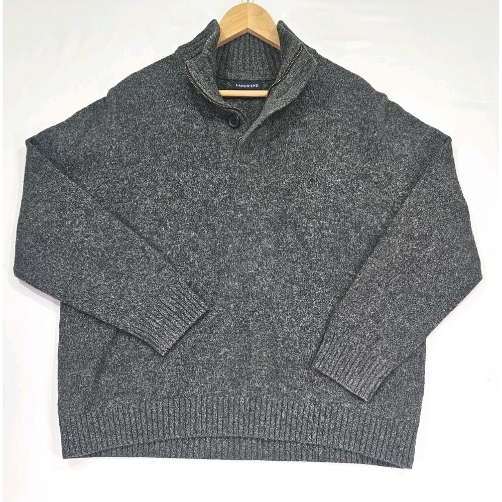 Lands’ End Grey Mock Neck Sweater | Men’s XL (46/48) - Wool Blend